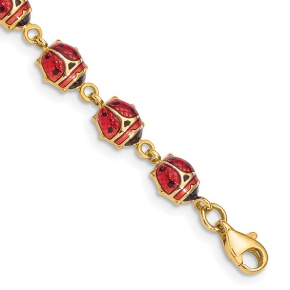 14K Yellow Gold Lovely Lucky Ladybug Bracelet